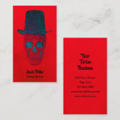 Skull mit Top Hat Gothic Red Blue Grunge Visitenkarte (Vorne/Hinten)
