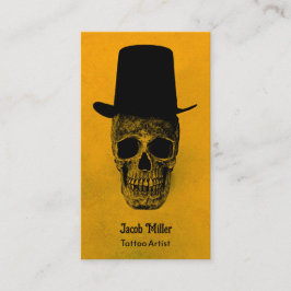 Skull mit Top Hat gothyellow Black Grunge Visitenkarte