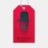 Skull mit Top Hat Red Green Halloween Geschenkanhänger (Rückseite)