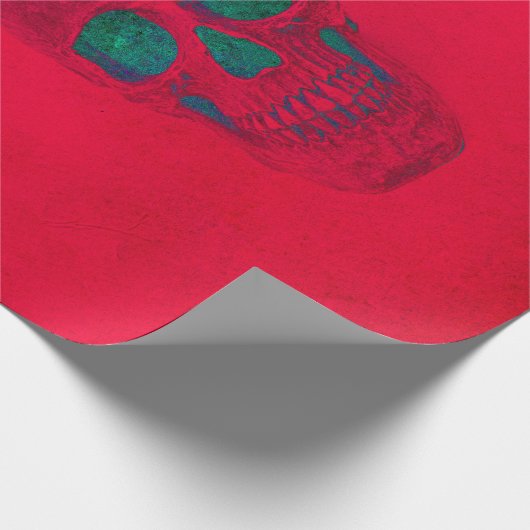 Skull mit Top Hat Red Green Halloween Geschenkpapier (Ecke)