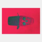 Skull mit Top Hat Red Green Halloween Geschenkpapier Set (Vorderseite 3)