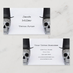 Skull mit Top Hat Schwarz-weiß Vintage Tattoo Sho Visitenkarte