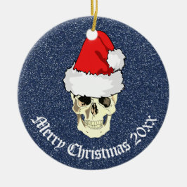 Skull mit Weihnachtsmannmütze "Christmas 20xx" Keramik Ornament