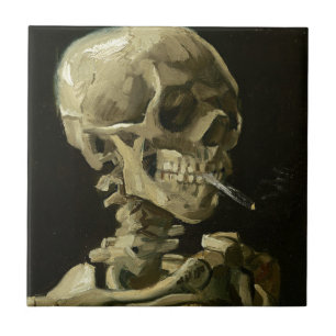 Skull mit Zigarette von Van Gogh Fliese