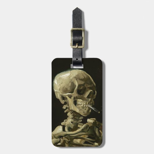 Skull mit Zigarette von Van Gogh Gepäckanhänger (Vorderseite vertikal)