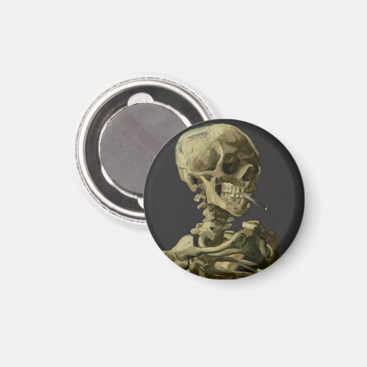 Skull mit Zigarette von Van Gogh Magnet (Vorderseite/Rückseite)