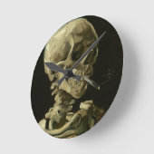 Skull mit Zigarette von Van Gogh Runde Wanduhr (Winkel)
