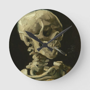Skull mit Zigarette von Van Gogh Runde Wanduhr