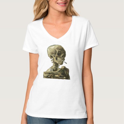 Skull mit Zigarette von Van Gogh T-Shirt (Vorderseite)