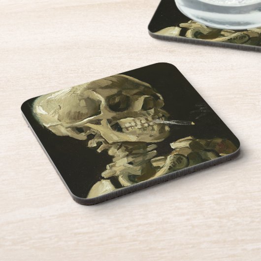 Skull mit Zigarette von Van Gogh Untersetzer (Linke Seite)