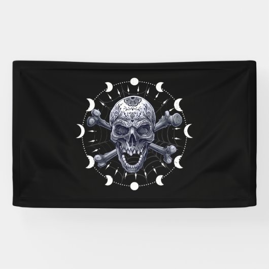 Skull Moon Phases Pastel Goth Gothic Occult Wicca Banner (Horizontal)