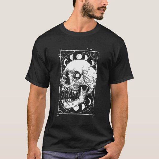 Skull Moon Phases Pastel Goth Gothic Occult Wicca T-Shirt (Vorderseite)