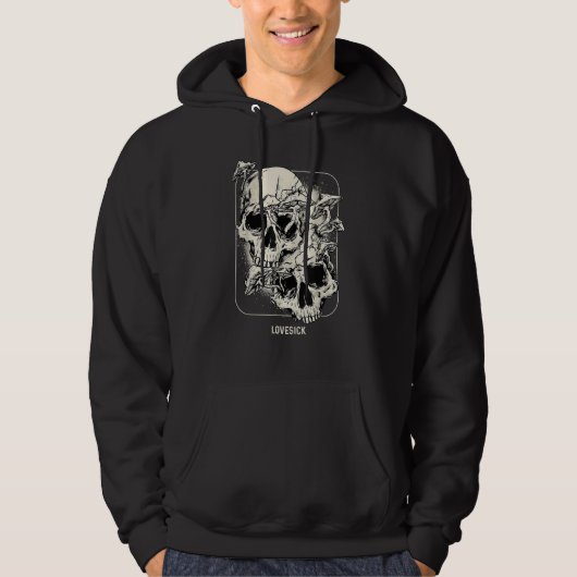 Skull Morel Mushrooms Mycologist Goth Lovesick Ske Hoodie (Vorderseite)