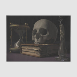 Skull Mortality Time Book Gothic Decoupage Seidenpapier
