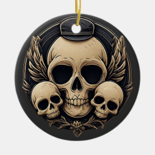 Skull-Motif in einer monochromen Palette Keramik Ornament