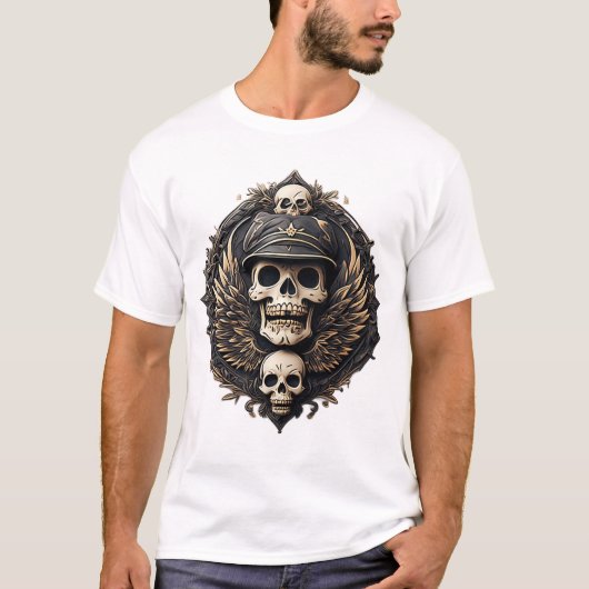 Skull-Motif in einer monochromen Palette T-Shirt (Vorderseite)