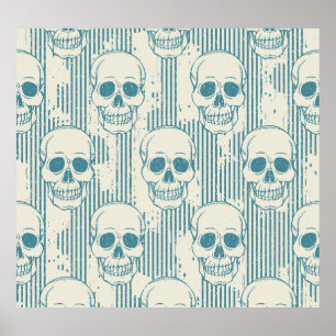 Skull Motif: Nahtlose Freehand Muster Poster