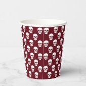 Skull Muster auf Red Burgund Moderne Halloween Pappbecher (Rechts)