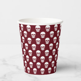 Skull Muster auf Red Burgund Moderne Halloween Pappbecher