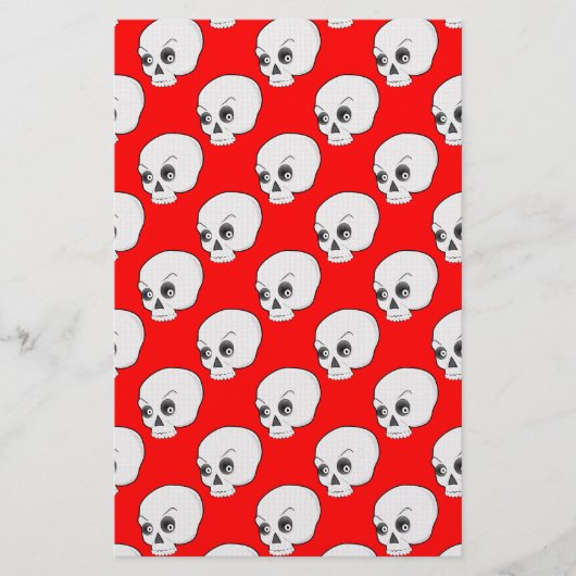 Skull-Muster auf rotem Hintergrund Briefpapier (Vorderseite)