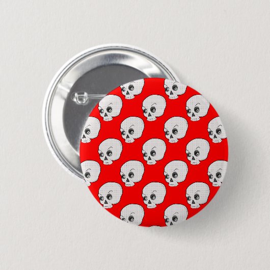 Skull-Muster auf rotem Hintergrund Button (Vorne & Hinten)