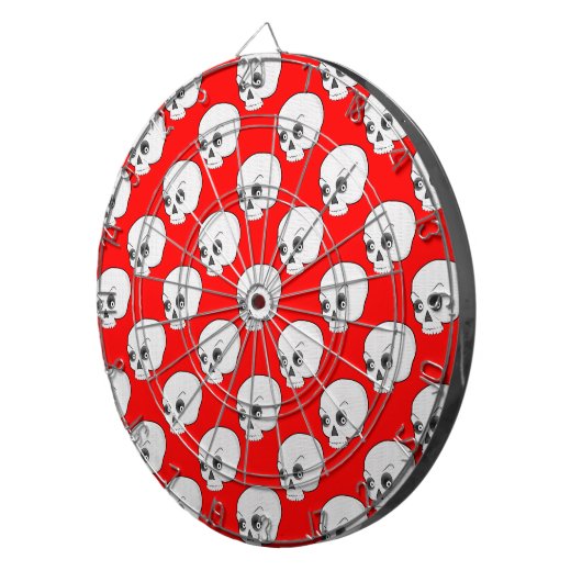 Skull-Muster auf rotem Hintergrund Dartscheibe (Vorderseite rechts)