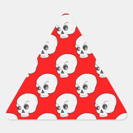 Skull-Muster auf rotem Hintergrund Dreieckiger Aufkleber (Vorderseite)