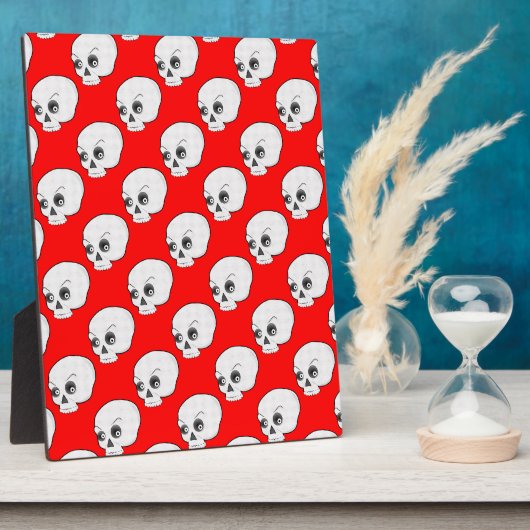 Skull-Muster auf rotem Hintergrund Fotoplatte (Seite)