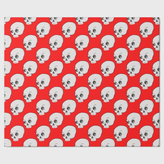 Skull-Muster auf rotem Hintergrund Geschenkpapier (Saum)