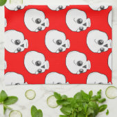 Skull-Muster auf rotem Hintergrund Geschirrtuch (Gefaltet)