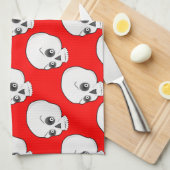 Skull-Muster auf rotem Hintergrund Geschirrtuch (Viertel Falte)