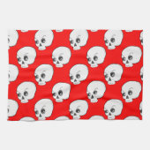 Skull-Muster auf rotem Hintergrund Geschirrtuch (Horizontal)