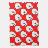 Skull-Muster auf rotem Hintergrund Geschirrtuch (Vertikal)