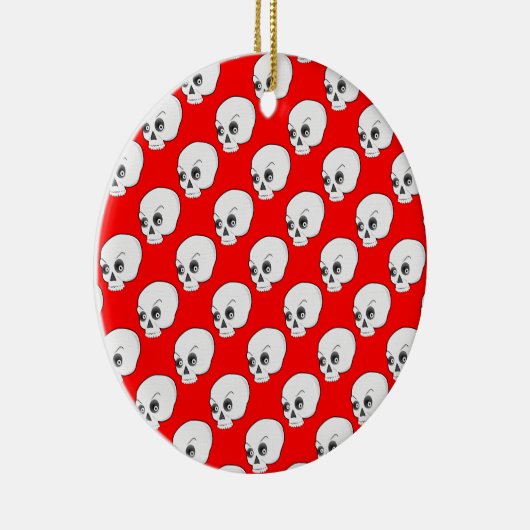 Skull-Muster auf rotem Hintergrund Keramikornament (Rechts)