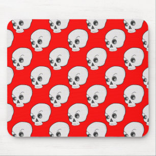 Skull-Muster auf rotem Hintergrund Mousepad