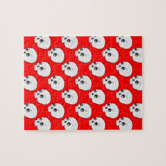 Skull-Muster auf rotem Hintergrund Puzzle (Horizontal)