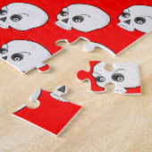 Skull-Muster auf rotem Hintergrund Puzzle (Seite)