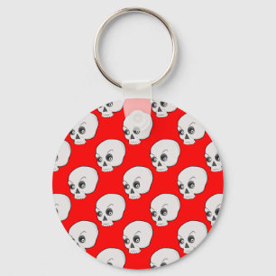 Skull-Muster auf rotem Hintergrund Schlüsselanhänger