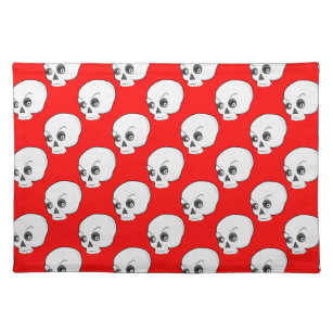 Skull-Muster auf rotem Hintergrund Stofftischset