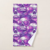 Skull Muster Design mit Lila Sonnenbrille Badhandtuch Set (Handtuch)
