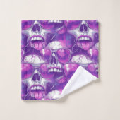 Skull Muster Design mit Lila Sonnenbrille Badhandtuch Set (Waschlappen)