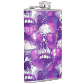 Skull Muster Design mit Lila Sonnenbrille Flachmann (Rechts)