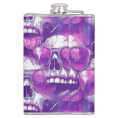 Skull Muster Design mit Lila Sonnenbrille Flachmann (Rückseite)