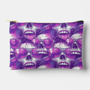 Skull Muster Design mit Lila Sonnenbrille Zubehörtasche