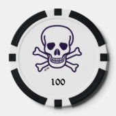 Skull n Bones 100 gestreifter Poker Chip (Vorderseite)