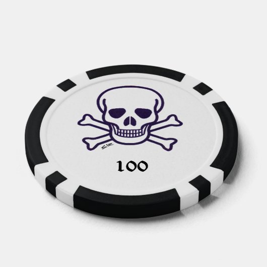 Skull n Bones 100 gestreifter Poker Chip (Einzeln)