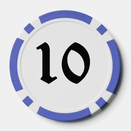 Skull n Bones 10 Blau gestreifter Poker Chip (Rückseite)