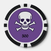 Skull-n-Bones 500 lila gestreifter Poker-Chip Pokerchips (Vorderseite)