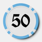 Skull n Bones 50 hellblau gestreifter Poker Chip (Rückseite)
