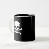 Skull n Bones Black 2-Tönige rechte Kaffee Tasse (Vorderseite Links)